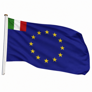 Bandiera Sventolante Italia + UE Alta Qualità