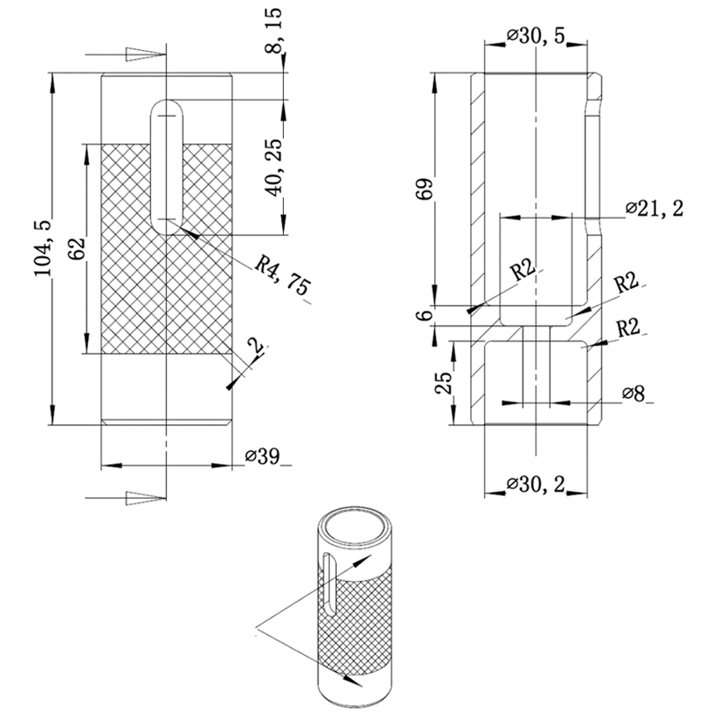 Chiusura Telescopica a Molla per Tubi Ø30x2mm Inox 316 - immagine 2